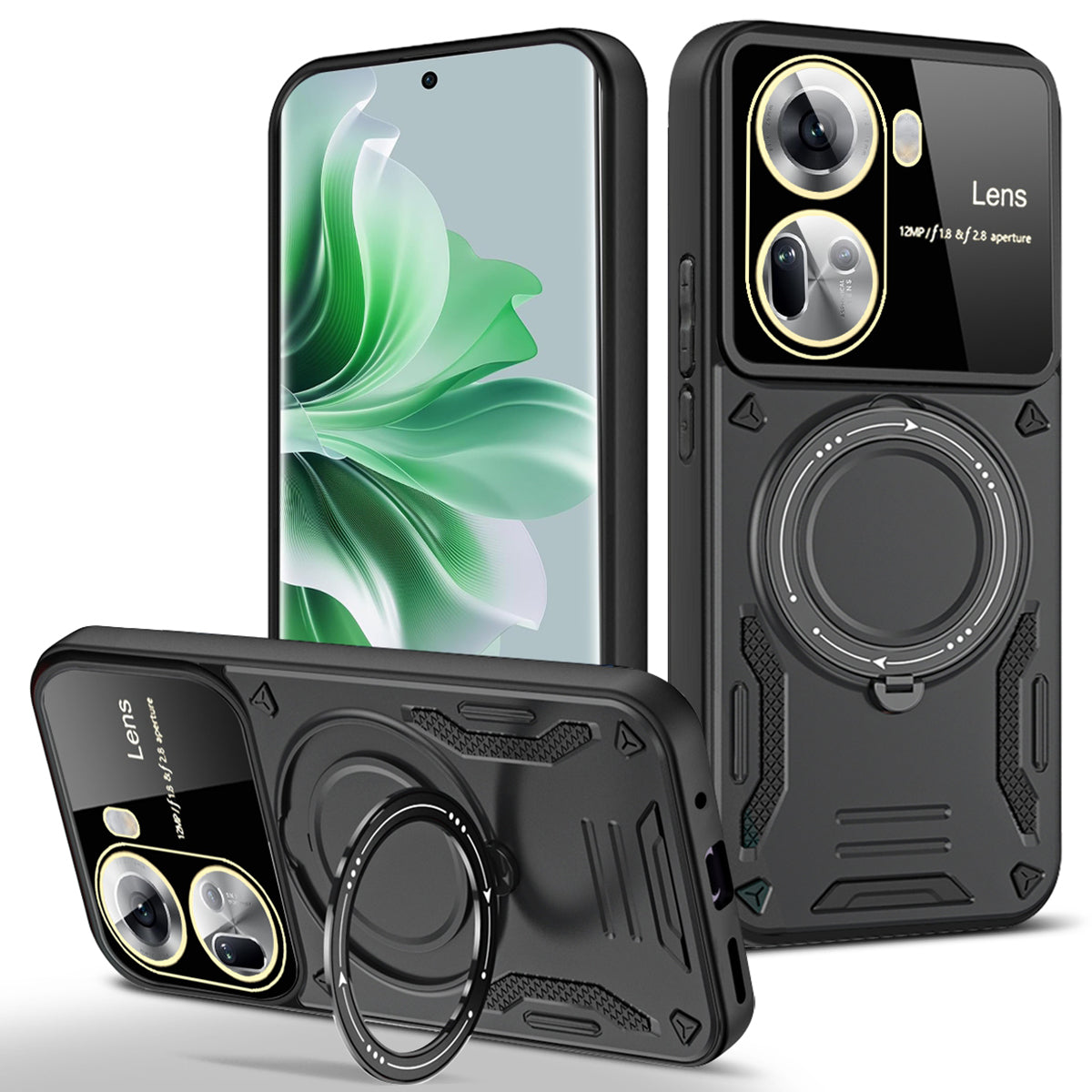 For Oppo Reno11 5G (Global) Case PC+TPU Kickstand Phone Back Cover Compatible with MagSafe For Oppo Reno11 5G (Global) Case PC+TPU Kickstand Phone Back Cover Compatible with MagSafe